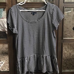 Navy and White Striped Peplum Tee